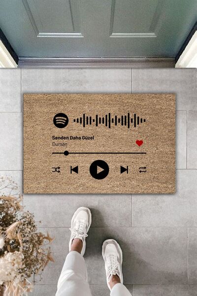 Dormot Home Kendin Tasarla Kişiye Özel Spotify Şarkı Barkodlu Kapı Önü Paspası
