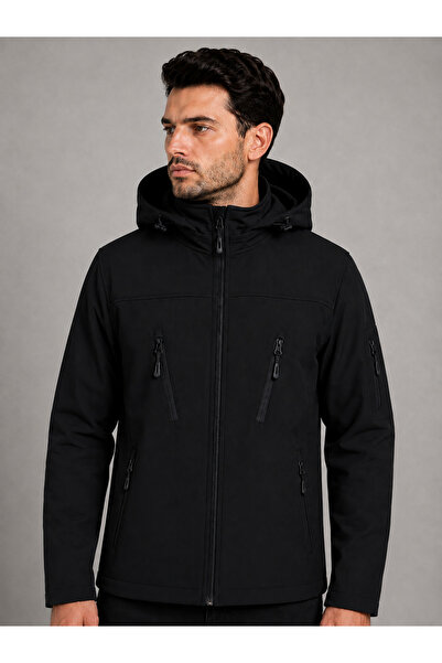 wera Siyah,Sök tak kapüşonlu, yağmurluk ve rüzgarlık Softshell mont