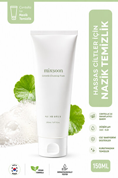 mixsoon Centella Cleansing Foam - Yatıştırıcı, Salsilik Asit İçeren Nazik Tem...