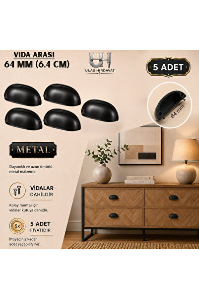 Ulaş Hırdavat Metal Dish Handle Stone Mussel Handle Modern Retro Rustic Cabin...