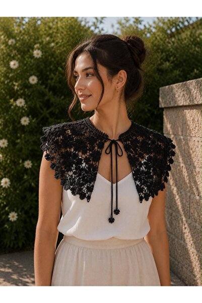 alinastore New Generation Shoulder Shawl Collar with Lace Details