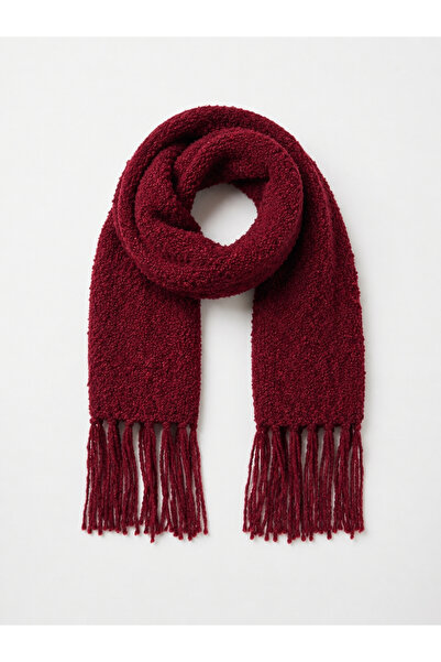 Retrobird Large Size Soft Boucle Knitted Scarf Women's Burgundy