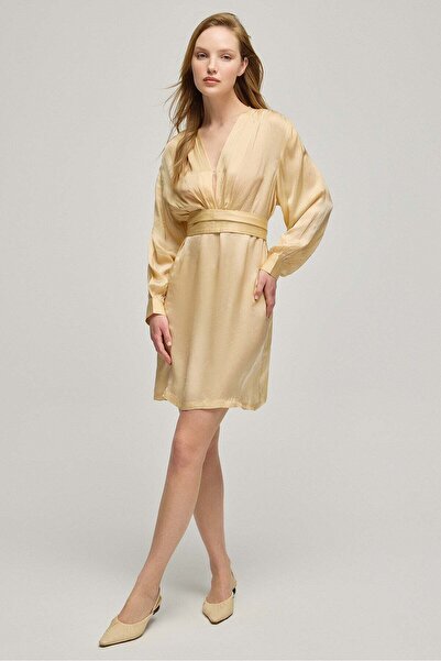 Silk and Cashmere Bej Jas Cupro Kadın Elbise