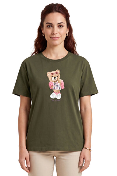 DK DAKSEL Daksel Women's Multicolor Too Cute Teddy Bear Printed Oversize Cott...
