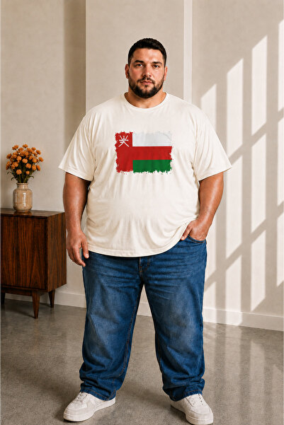 sngl tekstil Men's Large Size Short Sleeve Oman Flag Printed T-Shirt 3XL 4XL ...