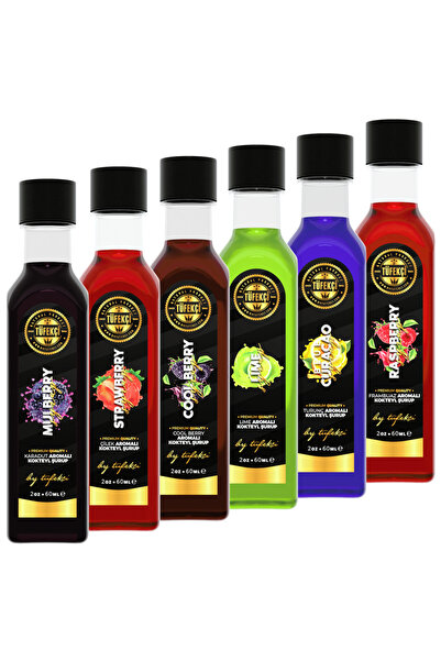 By Tüfekçi 6’lı Avantajlı Şurup Deneme Seti 6x60 ml | Lime, Frambuaz, Çilek, ...