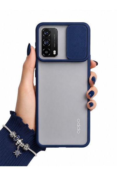 noktaks Oppo A74 4G Uyumlu Kılıf Sürgülü Kamera Korumalı Mat Lensi Telefon Kı...