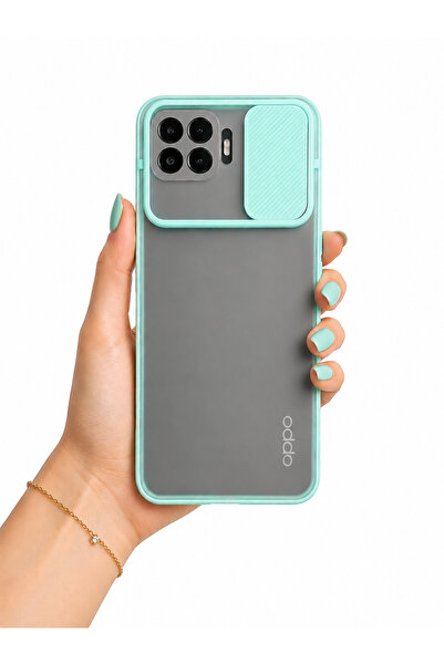 noktaks Oppo A73 Kılıf Kamera Sürgü Mat Arka Yüzey Renkli Çerçeve Lensi Kapak