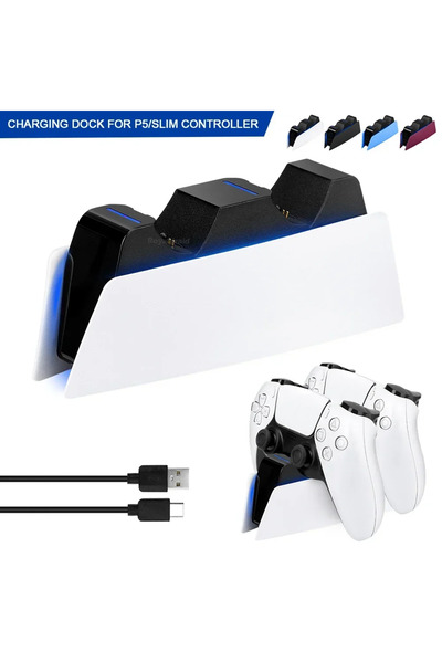 Choice4 White 5 COLORS For PS5 Controller Charging Dock Dual Fast Charger Sta...