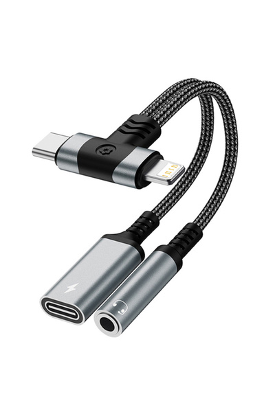 Choice Silver 2 in 2 Lightning/USB Type C to 3.5mm Headphone Audio Aux Jack A...