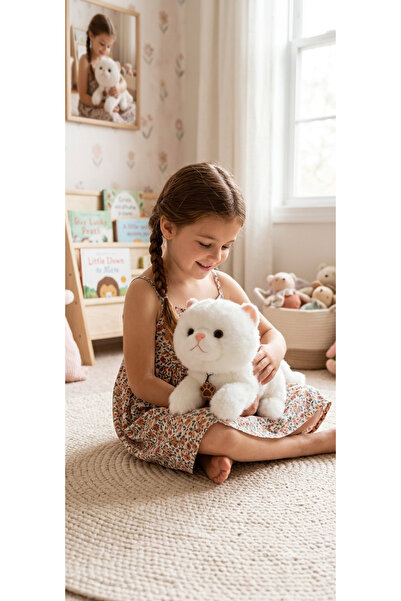 berattoys 35cm yatan kedi sesli peluş kedi miyavlayan kedi uyku arkadaşı hedi...