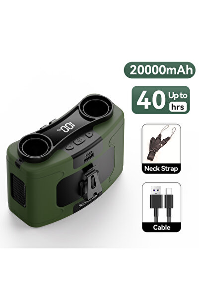 Choice3 Green Socool 20000mAh Portable Waist Fan Dual Air Outlet 10 Gear Spee...