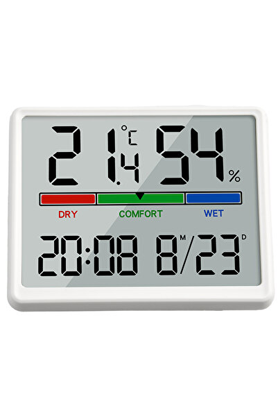 Choice1 White 3.5In Electronic Clock Home Indoor Temperature Humidity Meter L...