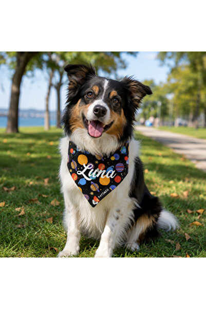 PATİMİO Isme Özel Kedi Ve Köpek Space Tasma Fular Bandana