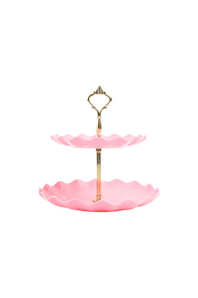 Choice7 pink Double Layer Cake Candy Stand Round Wedding Party Fruit Plate Di...
