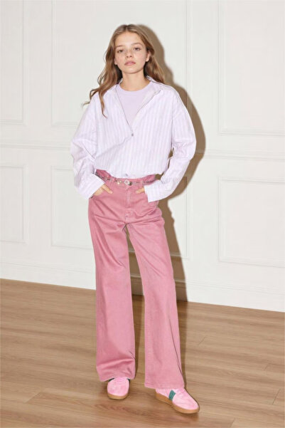 DeFacto Pantaloni drepți, largi, roz, pentru fete, stil spaniol G0602A8/BR94
