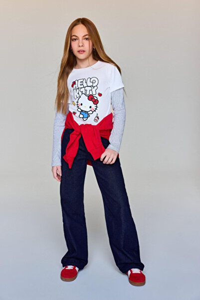DeFacto 100% Cotton 90's Wide Leg Jean Pants for Girls G4648A826Sm