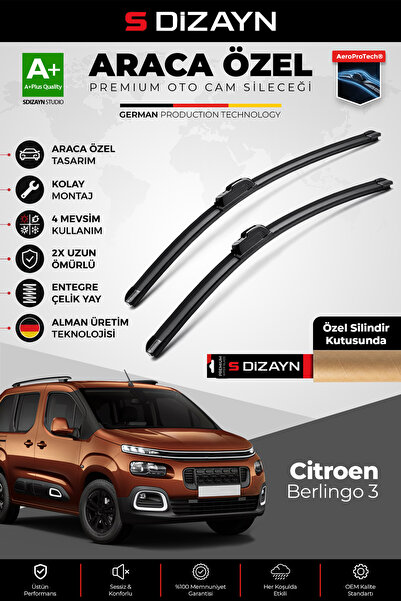 S Dizayn S-Dizayn Citroen Berlingo Ön Cam Silecek Seti 2018 Üzeri Premium Ara...