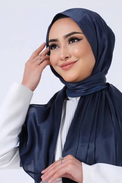 HAREM SCARF LACİVERT Harem Scarf Kristal Saten Şal