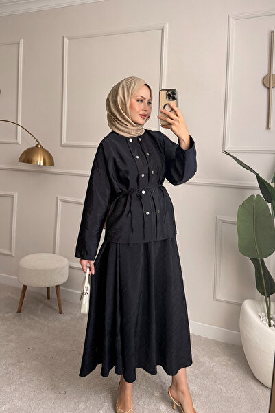 ensade Liora Button Accessory Blouse-Waist Elastic Skirt Modest Design Women'...