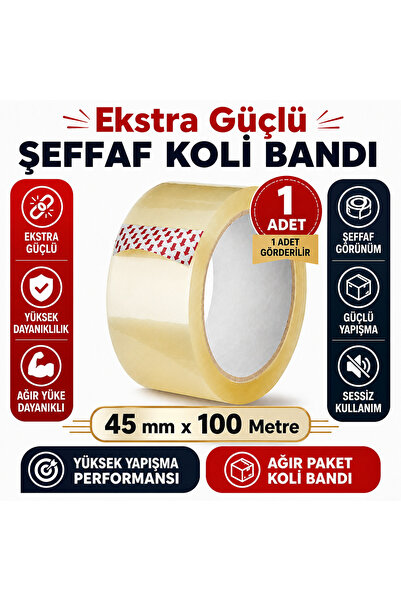 Genel Markalar Ekstra Güçlü Şeffaf Koli Bandı 45 mm x 100 Metre – Yüksek Yapı...