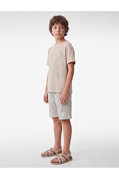 Koton Cotton Waist-Tie Textured Shorts
