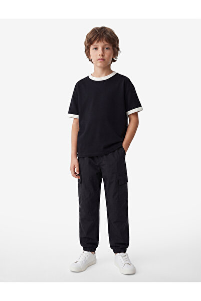 Koton Cotton Short Sleeve Ribbed Piped Crew Neck Oversized T-Shirt