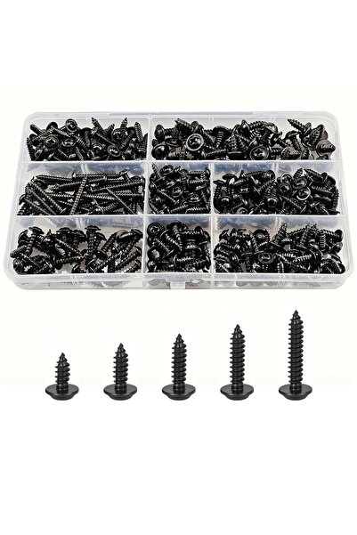 Choice 460pcs 460-piece M3 Black Phillips Head Self-Tapping Screw Kit with Wa...