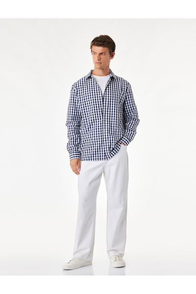 Koton Classic Collar Long Sleeve Regular Fit Gingham Shirt