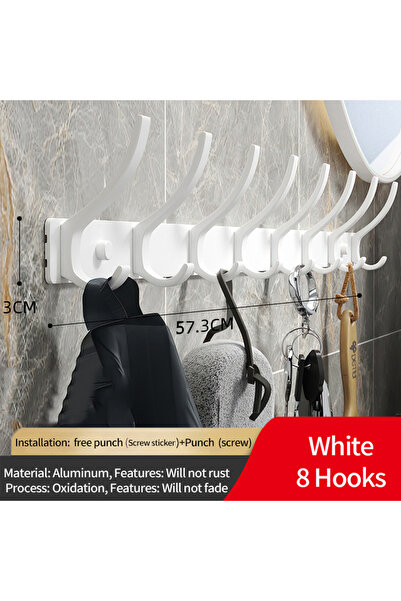 Choice White 8-hook YUNJIEYA Black White Folding Robe Hooks Towel Hanger Nail...