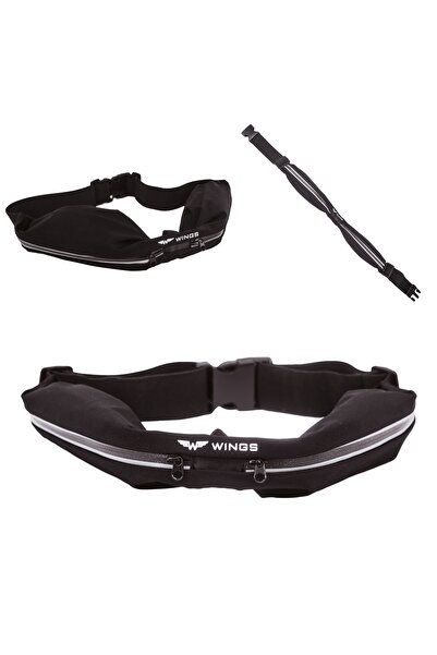 WINGS BRAND Borsetă Hidden WINGS cu curea elastică NEGRU