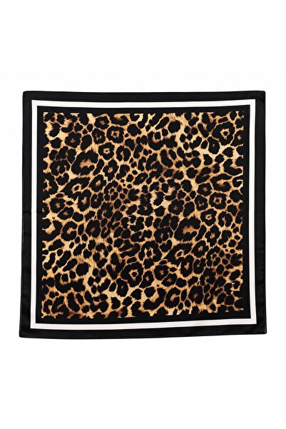Axesoire 15414 Siyah Leopar Desenli Bandana Fular 50x50 cm
