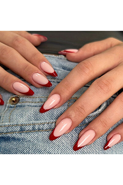 Choice Pink 24pcs Instantly Upgrade Your Look With Red French Almond Full-Cov...
