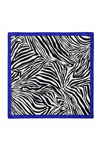 Axesoire 15412 Lacivert Zebra Desenli Bandana Fular 50x50 cm
