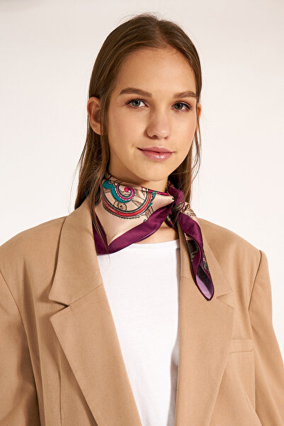 Axesoire 13458 Etro Desenli Mor Saten Bandana Fular 50x50 cm