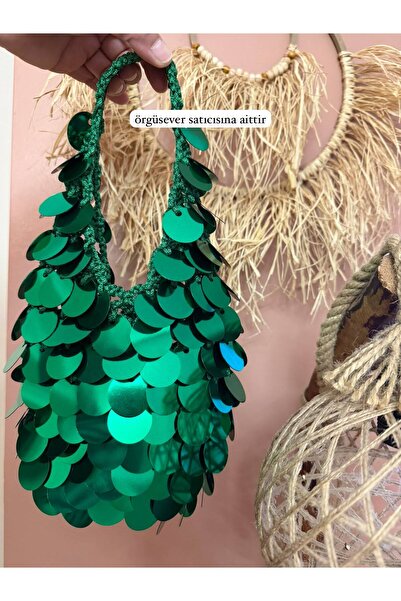 Generic Brand Sequined Net Bag Green