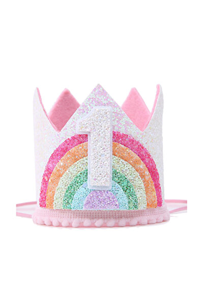 Choice Number 1 Felt Rainbow Theme Birthday Party Crown 1st 2nd 3rd Happy Bir...