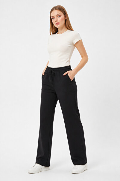 Bravie Pantaloni de sport pentru femei cu picior drept, negri 3011
