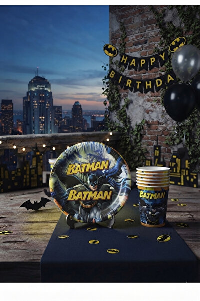 Deniz Party Store Batman Karton Tabak Bardak Set 8 Kişilik