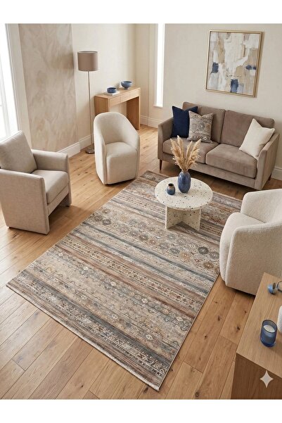 NevMahall Alya Serisi Vintage Eskitme Desenli Modern Yumuşak Dokulu Salon Kor...