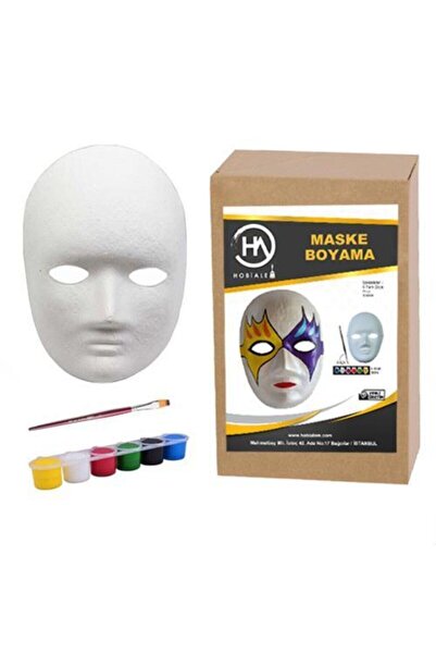 Hobialem Maske Boyama Seti, Eğitici Maske Boyama, Maske, 6 Renk Boya Ve Fırça, Eğlenceli Aktivite