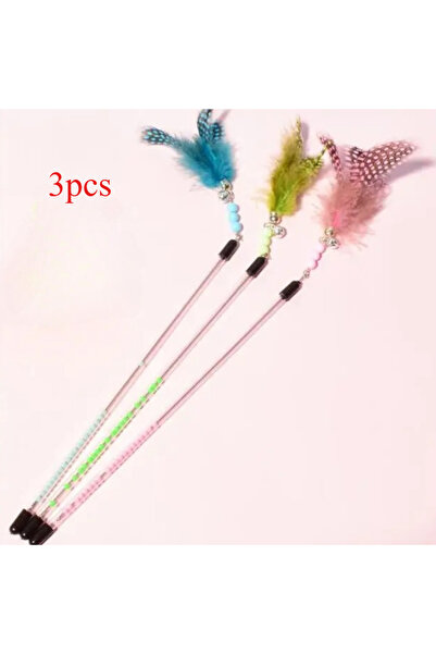 Choice 3pcs 3pcs Cat Toys Feather Cats Sticks Retractable Handle Cats Toy Fea...