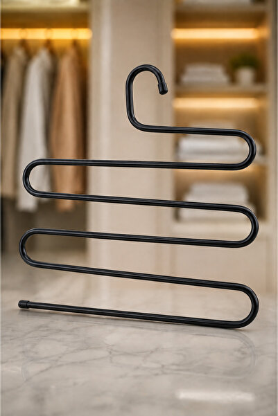 VENON 1 Piece Black Metal Clothes Hanger 5-Tier Shawl Hanger Scarf Pants Hang...