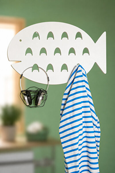VENON White Metal Lifetime Fish Figured Wall Hanger – Children's Room Decor &...