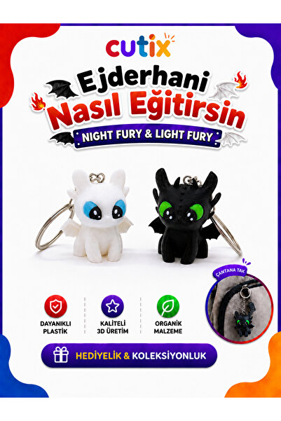 Cutix Dişsiz & Işığın Öfkesi Anahtarlık Seti Ejderhanı Nasıl Eğitirsin Geceni...