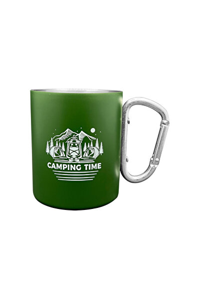 Orcamp Stainless Steel Mug Cup with Carabiner Handle - - Green (Out-1850)