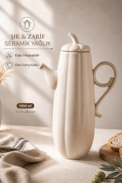 Porsima Pumpkin Porselen 1000 ml Çok Amaçlı Yağlık Sirkelik Yağdanlık