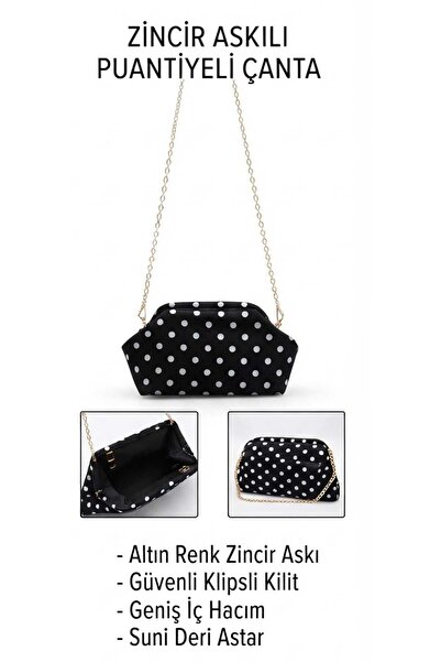 DYG STORE Designed Bag with Polka Dots and Gold Chain Strap