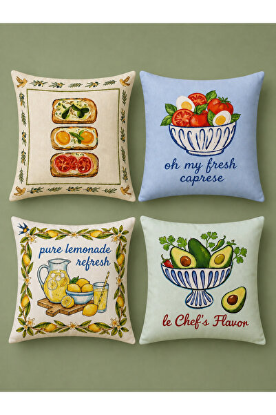 PİKKO HOME Brunch Time 4-Piece Digital Print Polyester Dresser Cover Set (Kr)