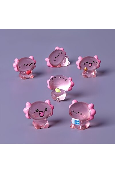 Choice 6pcs Axolotls Minitype Transparent Cartoon Axolotl Figurines Kawaii An...